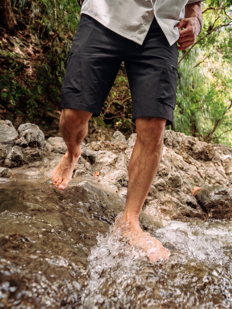 TACVASEN Black Mens Quick-dry Outdoor Cargo Shorts