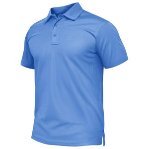 TACVASEN Light Blue Quick Dry Tactical Polo Top Short Sleeve Shirt