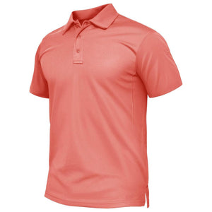 TACVASEN Watermelon Red Quick Dry Tactical Polo Top Short Sleeve Shirt