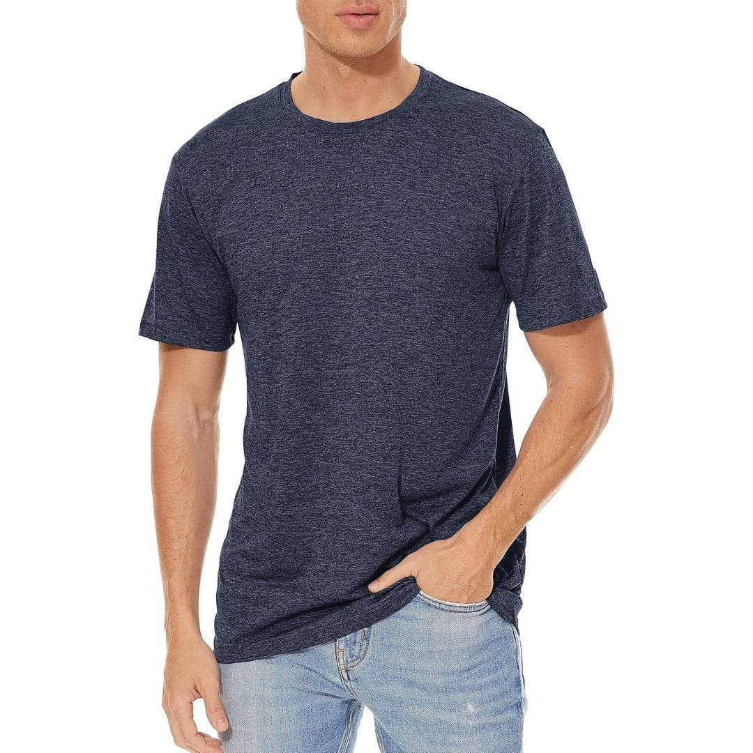 TACVASEN Black Men's Quick - Dry Solid Round Neck T-shirt