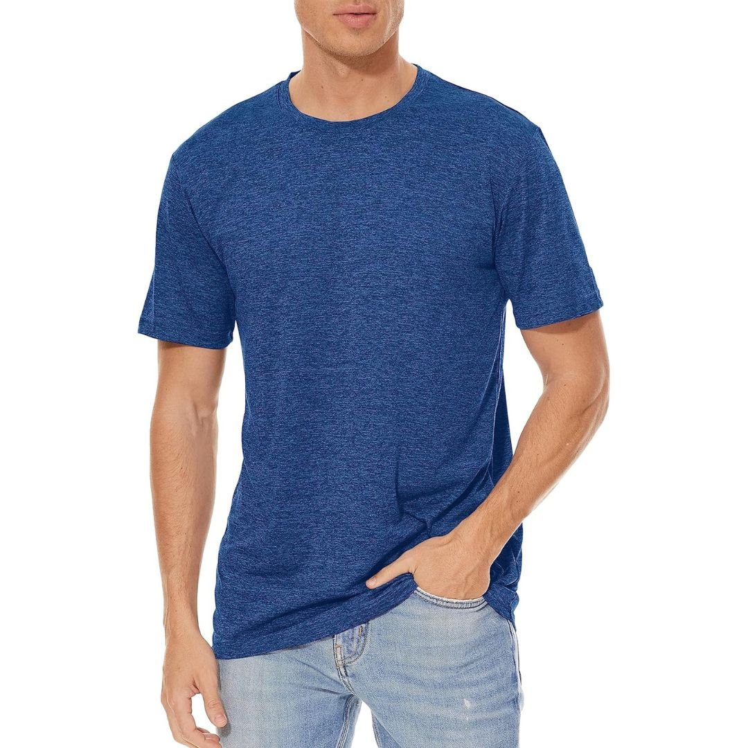 TACVASEN Black Men's Quick - Dry Solid Round Neck T-shirt