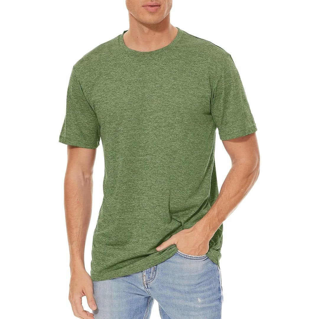 TACVASEN Black Men's Quick - Dry Solid Round Neck T-shirt