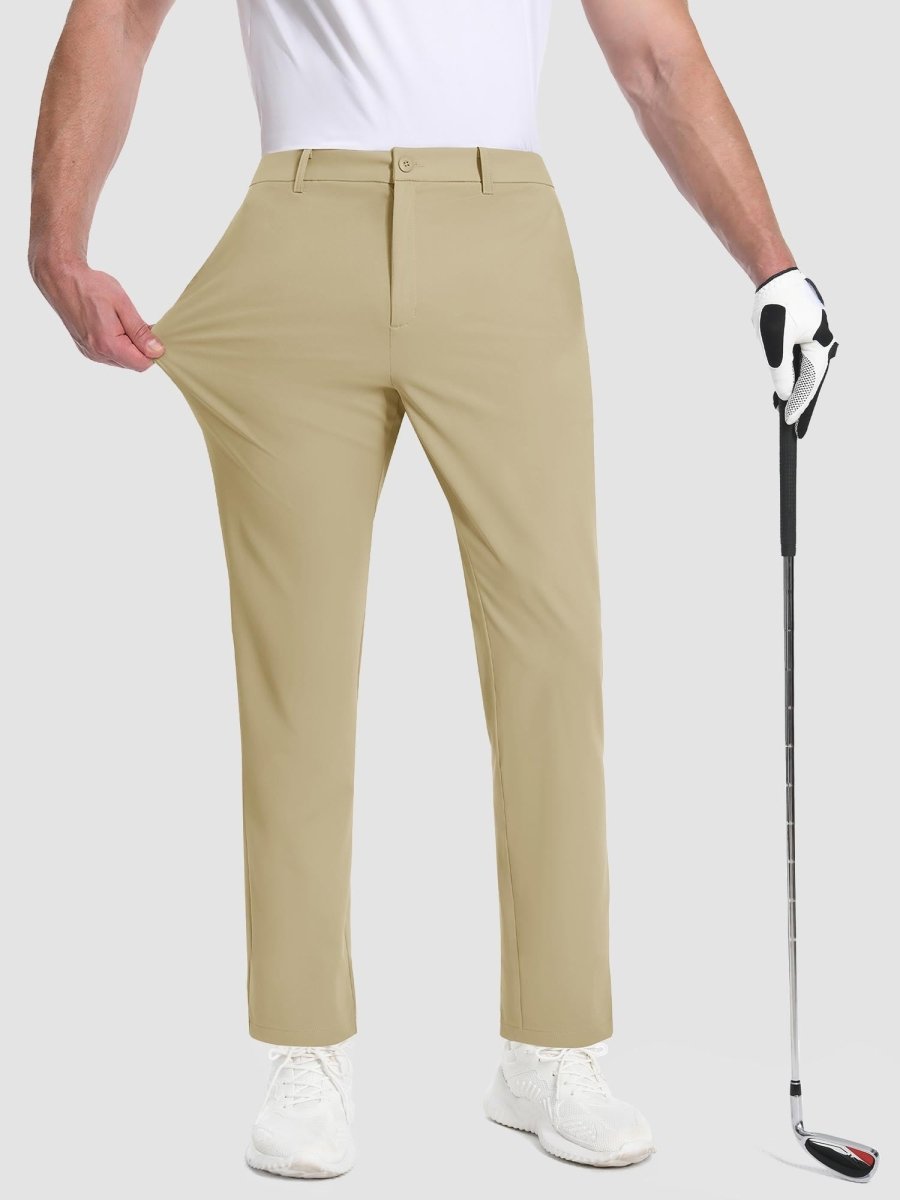 TACVASEN Khaki Men's Quick Dry Straight Fit Golf Casual Pants
