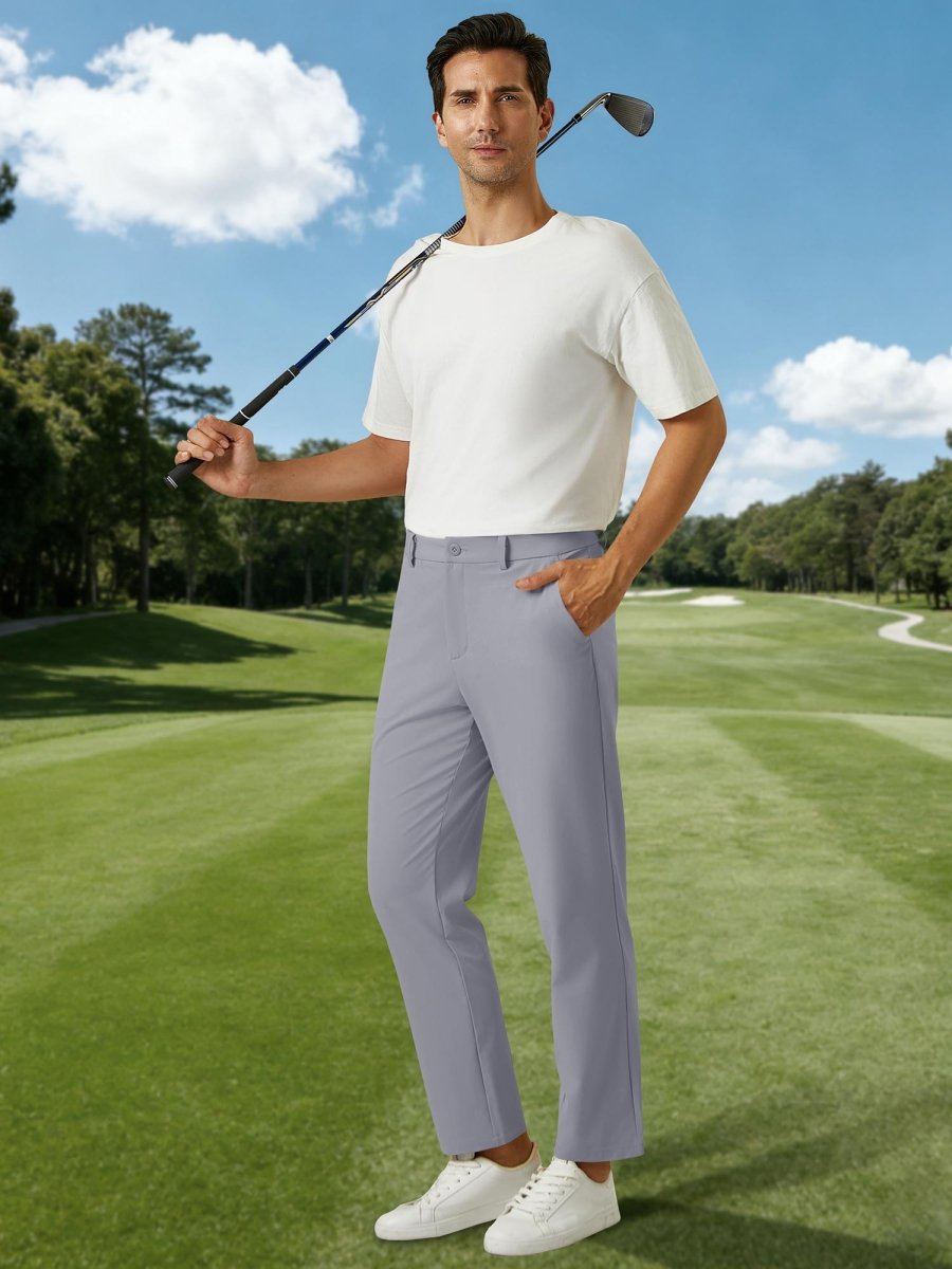 TACVASEN Light Grey Men's Quick Dry Straight Fit Golf Casual Pants