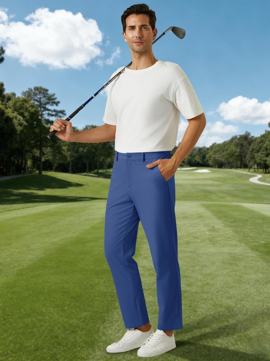 TACVASEN Blue Grey Men's Quick Dry Straight Fit Golf Casual Pants