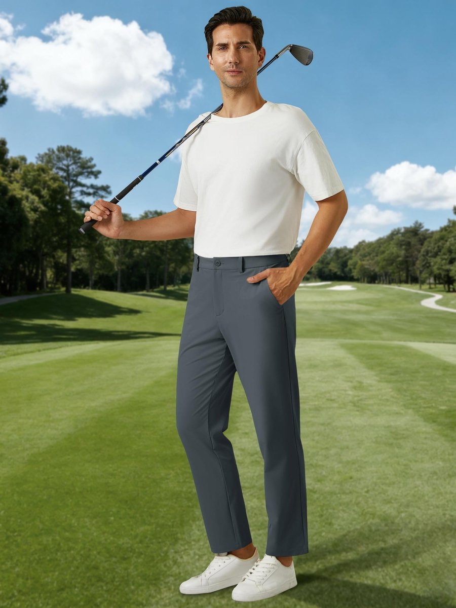 TACVASEN Dark Grey Men's Quick Dry Straight Fit Golf Casual Pants