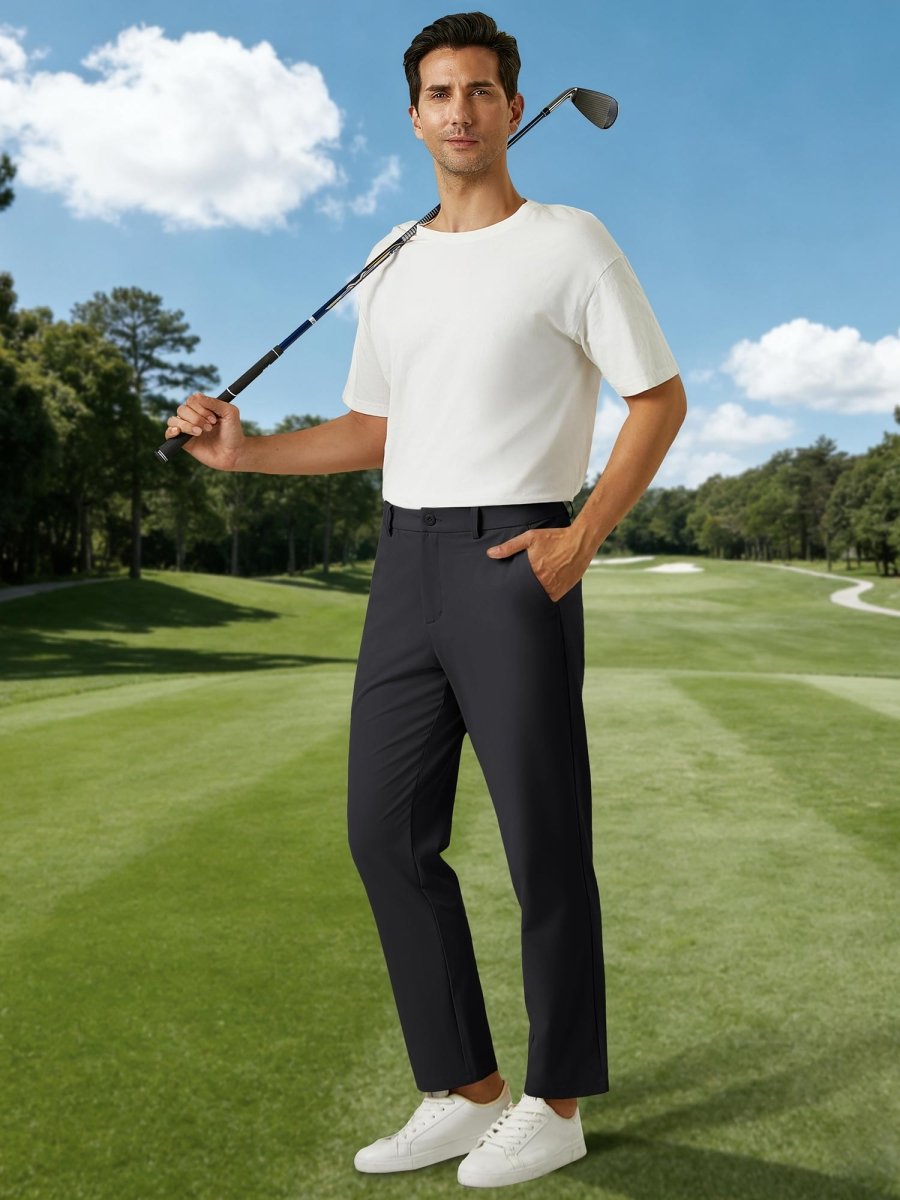 TACVASEN Black Men's Quick Dry Straight Fit Golf Casual Pants