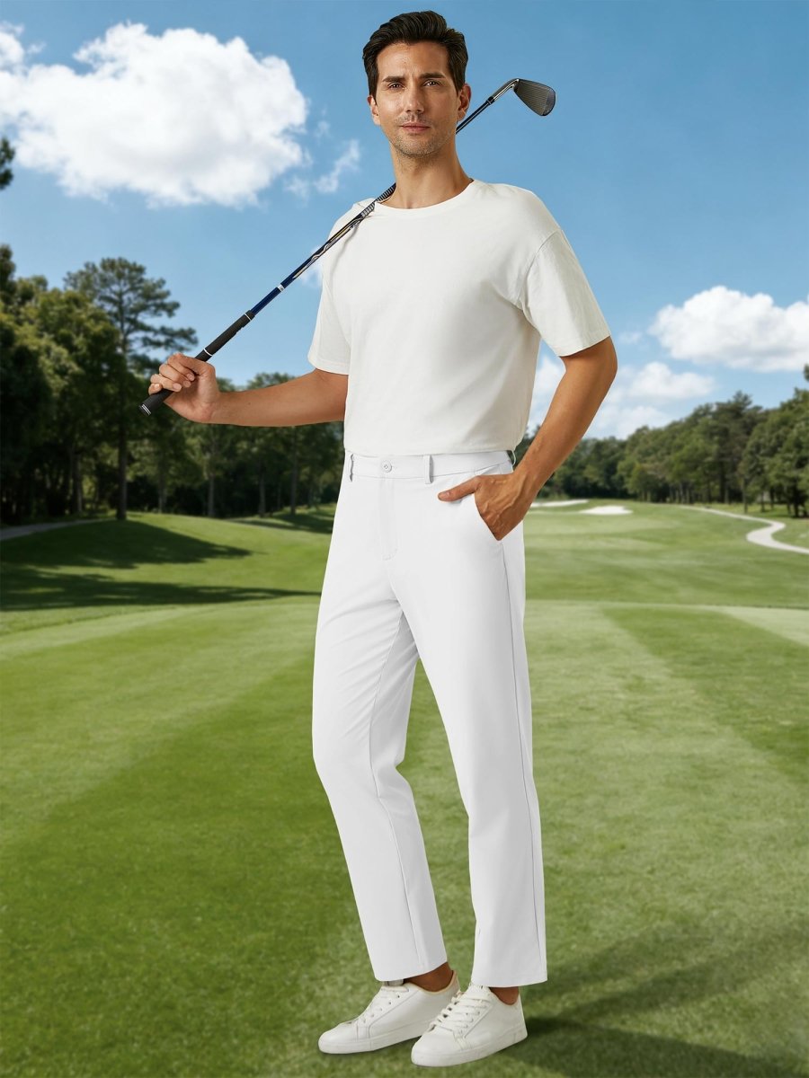 TACVASEN White Men's Quick Dry Straight Fit Golf Casual Pants