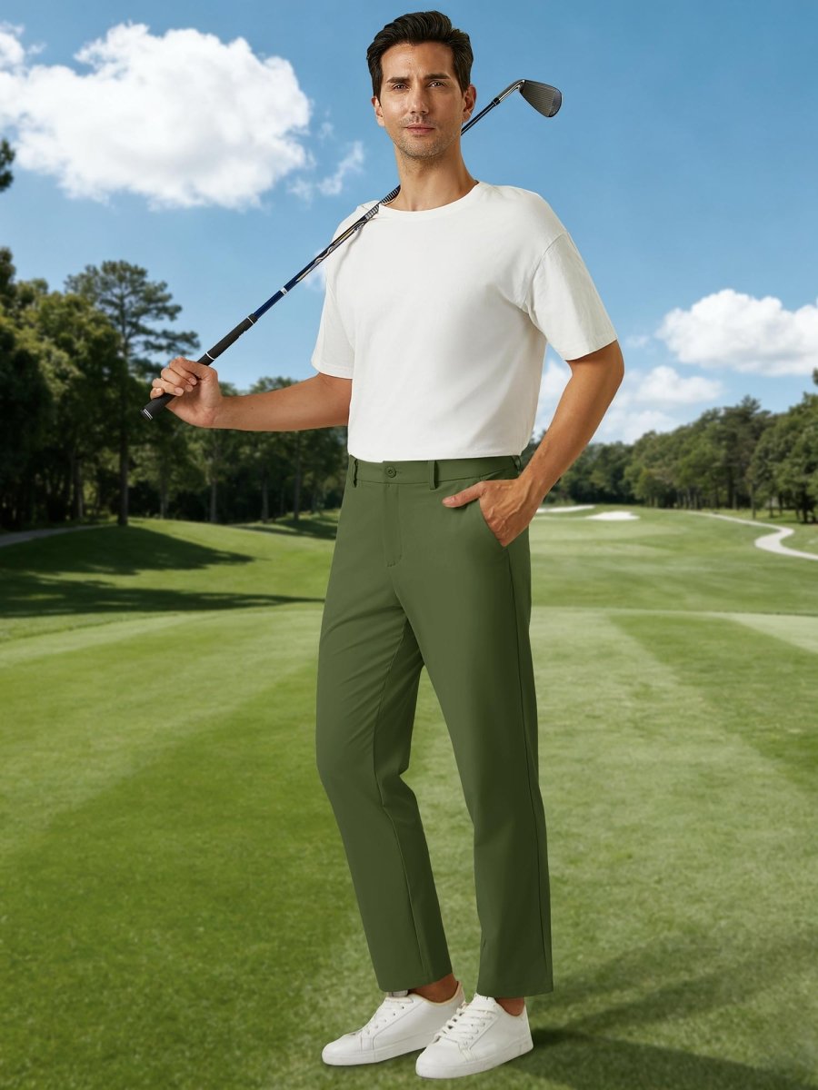 TACVASEN Army Green Men's Quick Dry Straight Fit Golf Casual Pants