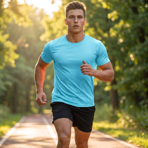 TACVASEN Ice Blue Men's Quick - Dry Sun Protection Rash Guard T-Shirts