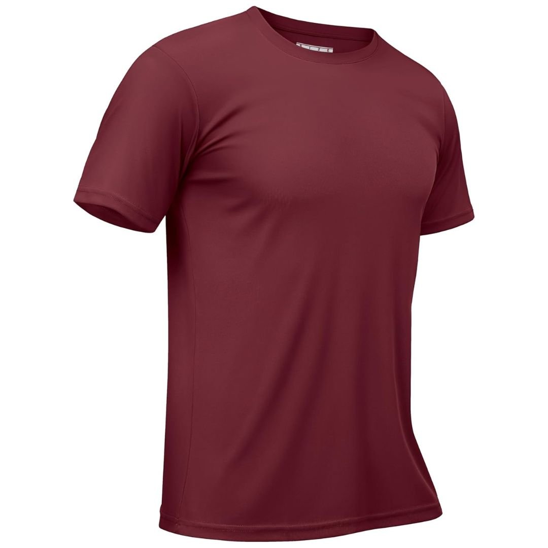 TACVASEN Wine Red Men's Quick - Dry Sun Protection Rash Guard T-Shirts