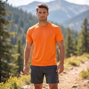 TACVASEN Orange Men's Quick - Dry Sun Protection Rash Guard T-Shirts