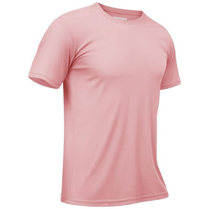 TACVASEN Grey Pink Men's Quick - Dry Sun Protection Rash Guard T-Shirts