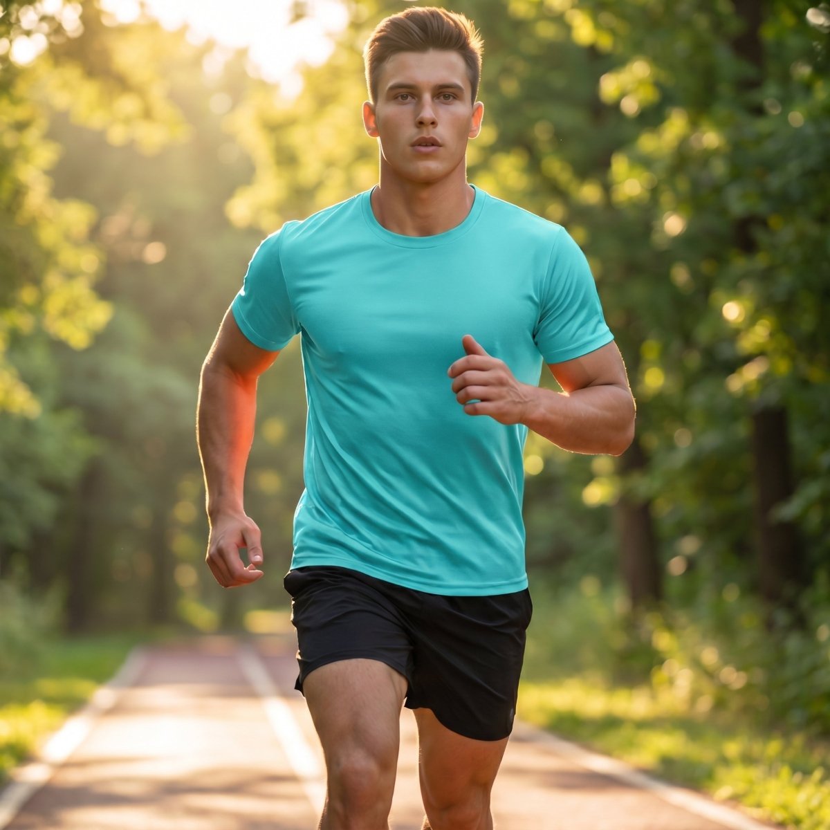 TACVASEN Lake Blue Men's Quick - Dry Sun Protection Rash Guard T-Shirts