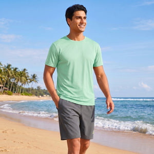 TACVASEN Mint Green Men's Quick - Dry Sun Protection Rash Guard T-Shirts
