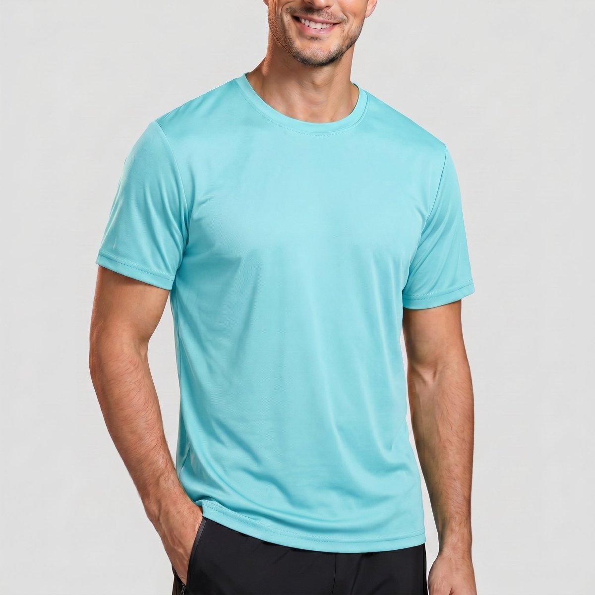 TACVASEN Lake Blue Men's Quick - Dry Sun Protection Rash Guard T-Shirts