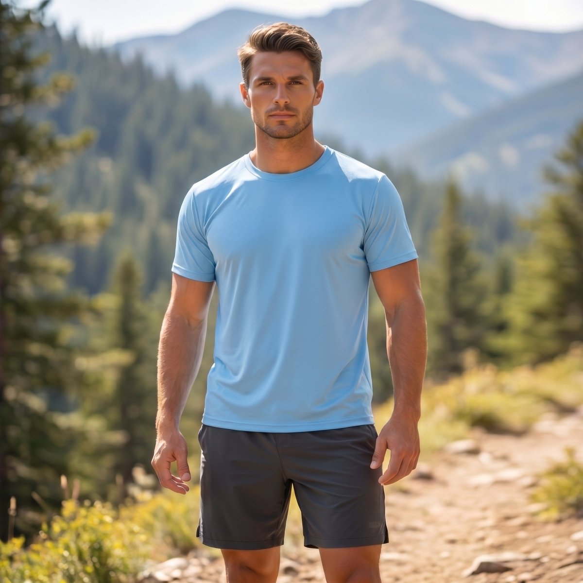 TACVASEN Waterfall Blue Men's Quick - Dry Sun Protection Rash Guard T-Shirts
