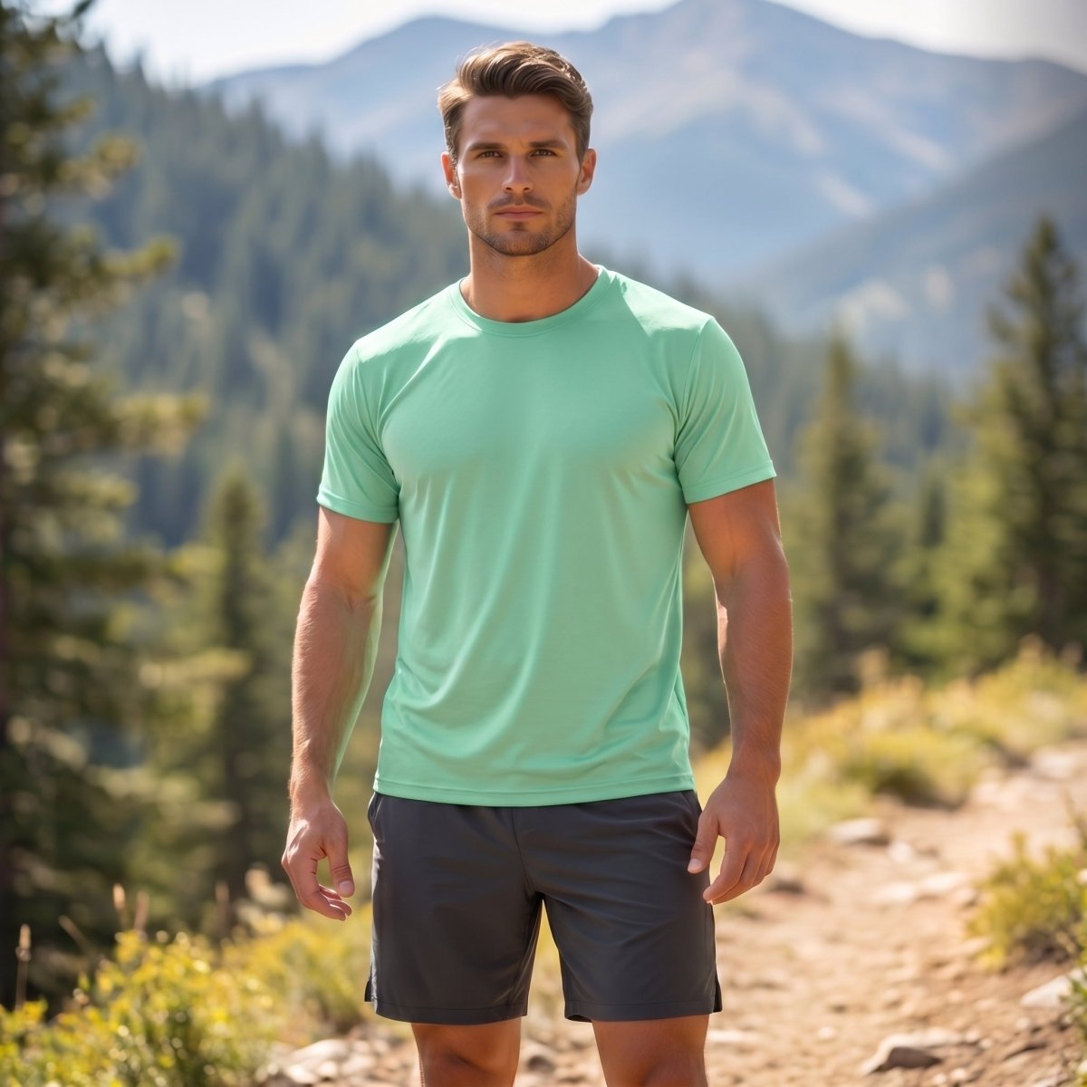 TACVASEN Mint Green Men's Quick - Dry Sun Protection Rash Guard T-Shirts