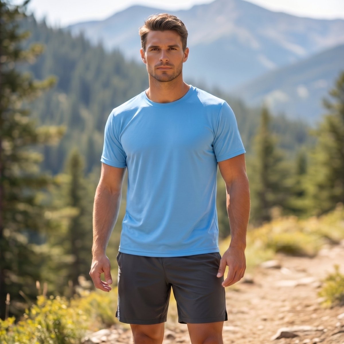 TACVASEN Azure Men's Quick - Dry Sun Protection Rash Guard T-Shirts