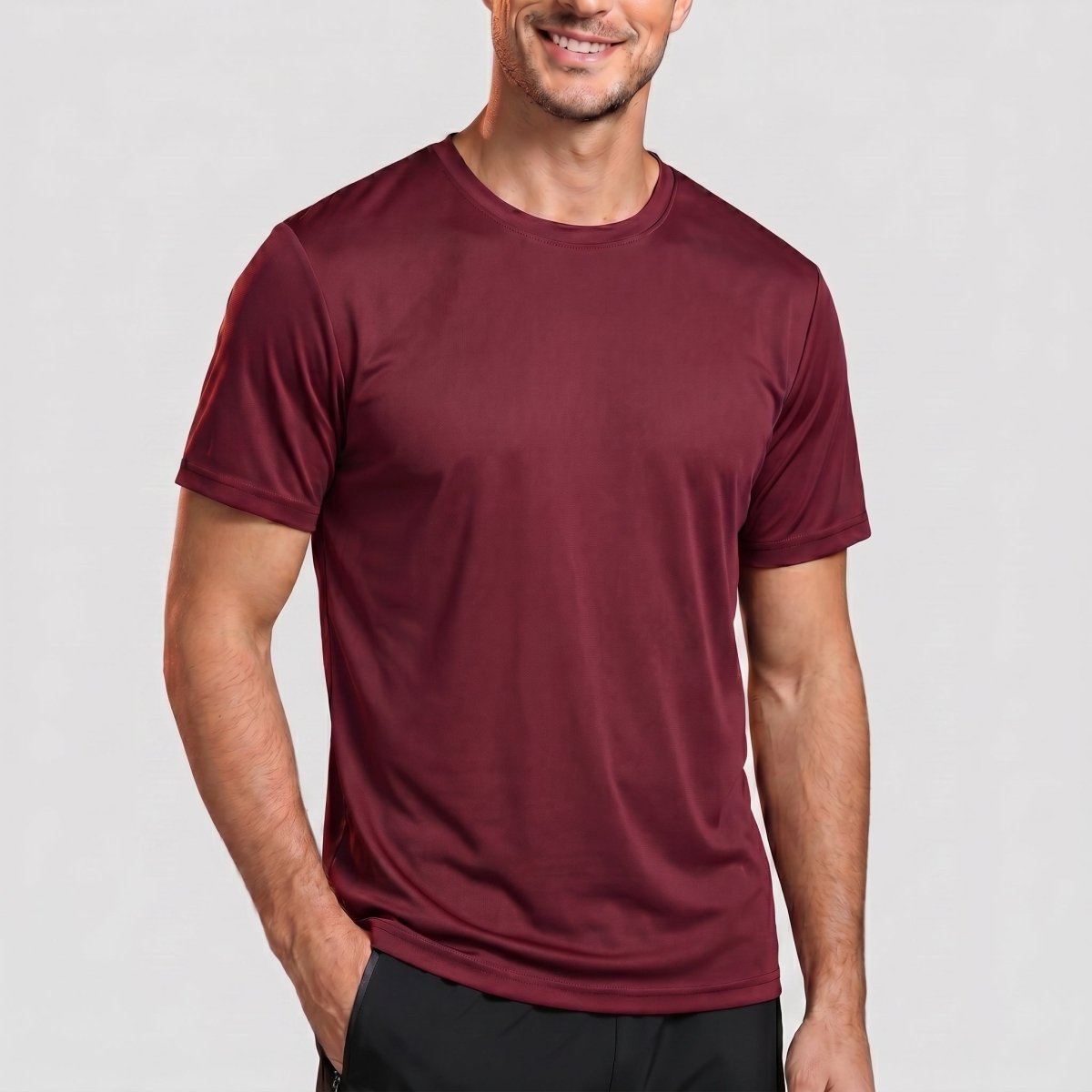 TACVASEN Wine Red Men's Quick - Dry Sun Protection Rash Guard T-Shirts