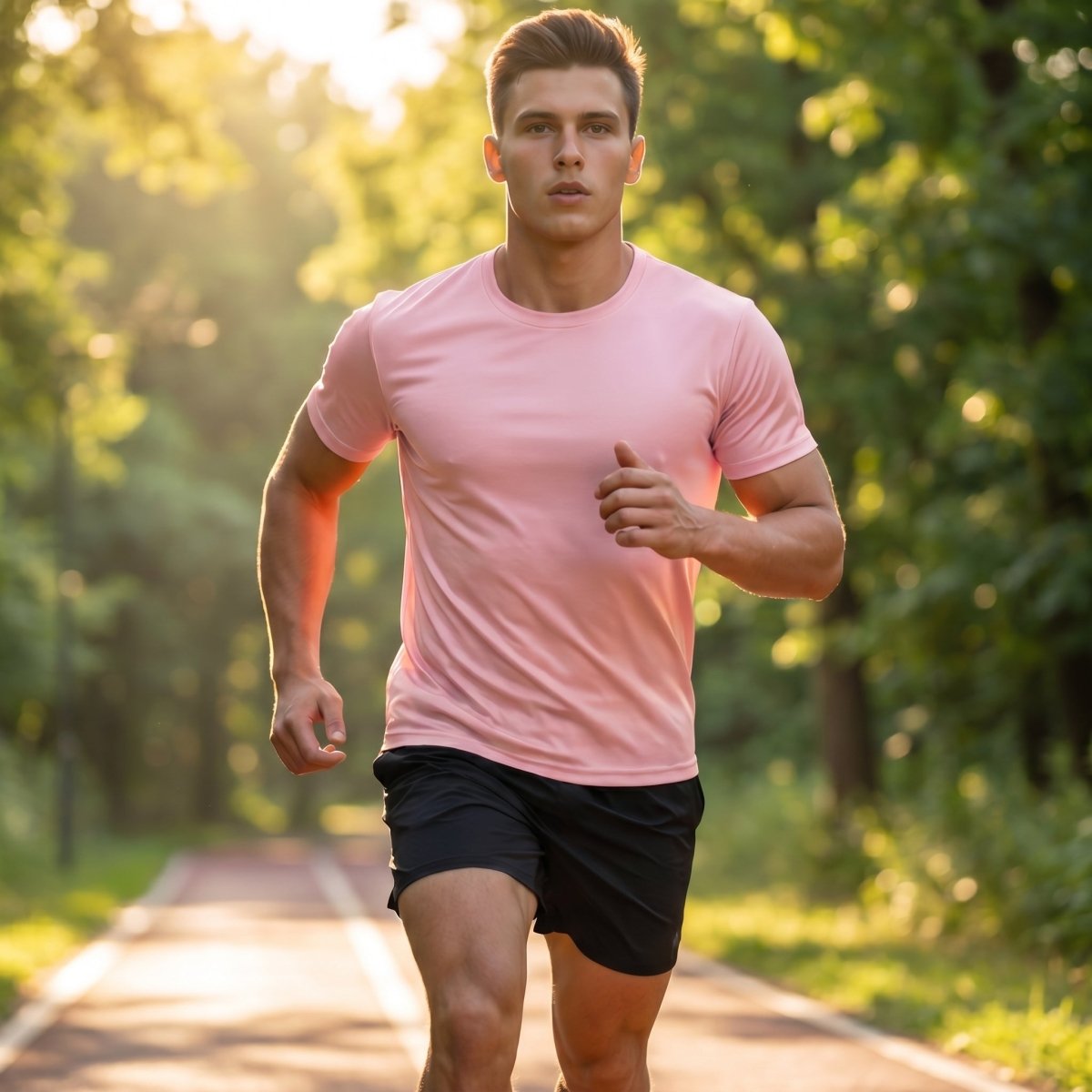 TACVASEN Grey Pink Men's Quick - Dry Sun Protection Rash Guard T-Shirts