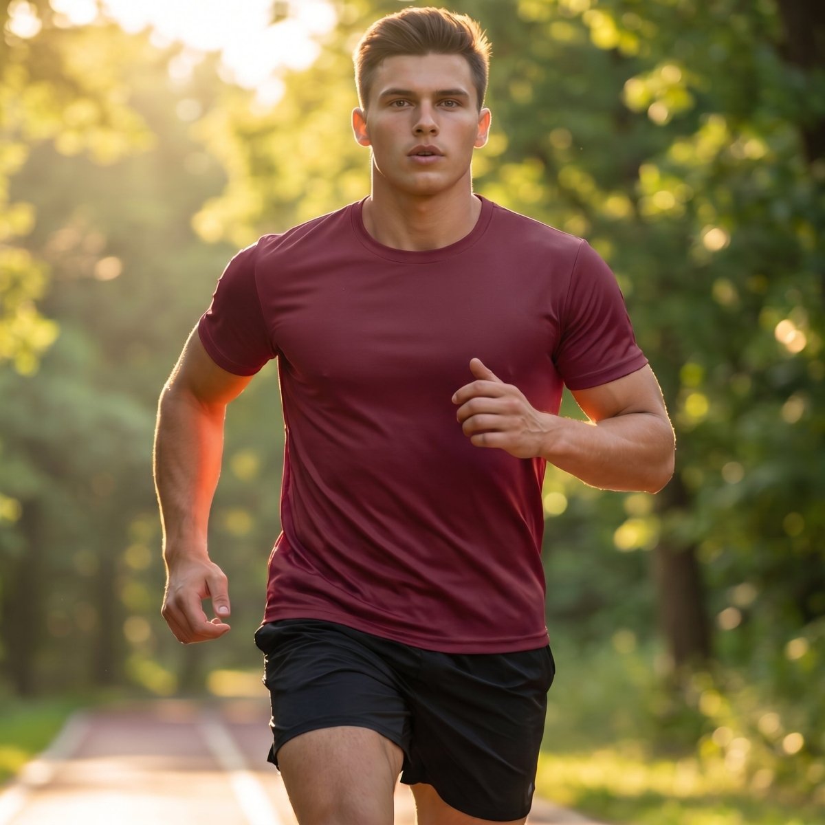 TACVASEN Wine Red Men's Quick - Dry Sun Protection Rash Guard T-Shirts