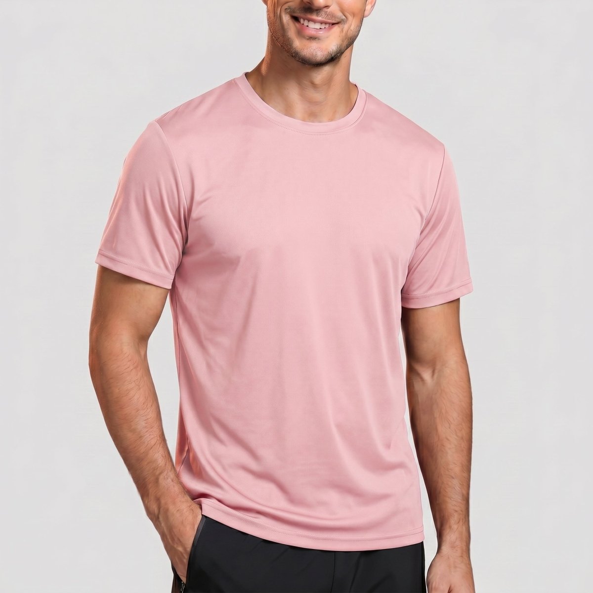 TACVASEN Grey Pink Men's Quick - Dry Sun Protection Rash Guard T-Shirts