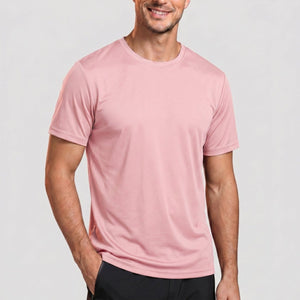 TACVASEN Grey Pink Men's Quick - Dry Sun Protection Rash Guard T-Shirts