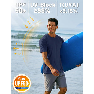 TACVASEN Azure Men's Quick - Dry Sun Protection Rash Guard T-Shirts