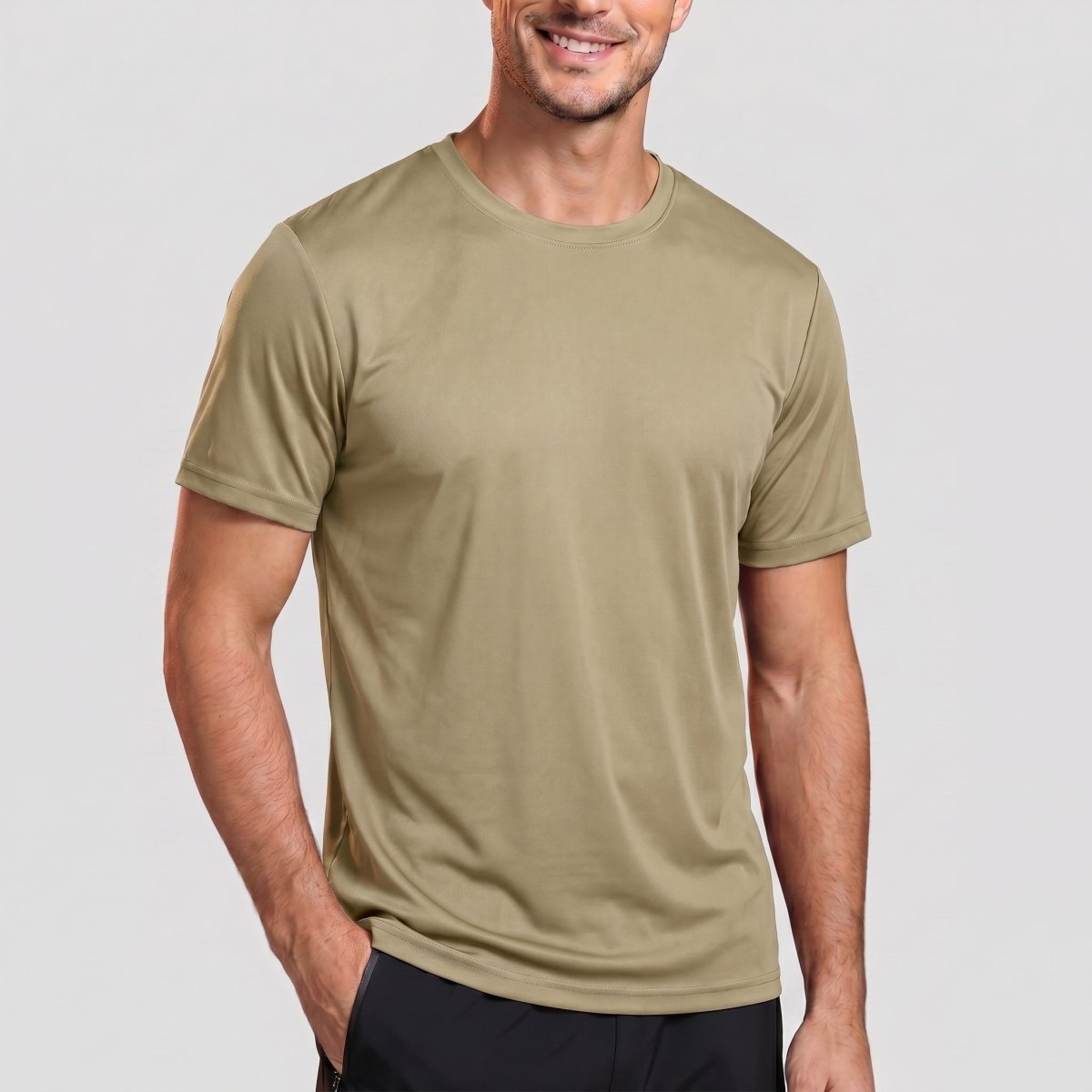 TACVASEN Flax Green Men's Quick - Dry Sun Protection Rash Guard T-Shirts