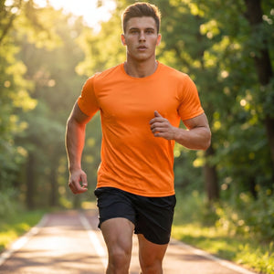 TACVASEN Orange Men's Quick - Dry Sun Protection Rash Guard T-Shirts