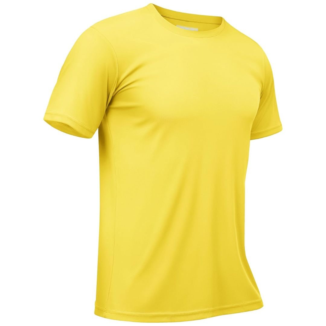 TACVASEN Yellow Men's Quick - Dry Sun Protection Rash Guard T-Shirts