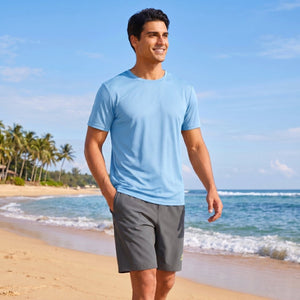 TACVASEN Waterfall Blue Men's Quick - Dry Sun Protection Rash Guard T-Shirts
