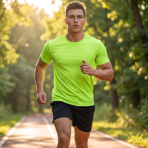TACVASEN Fluorescent Green Men's Quick - Dry Sun Protection Rash Guard T-Shirts