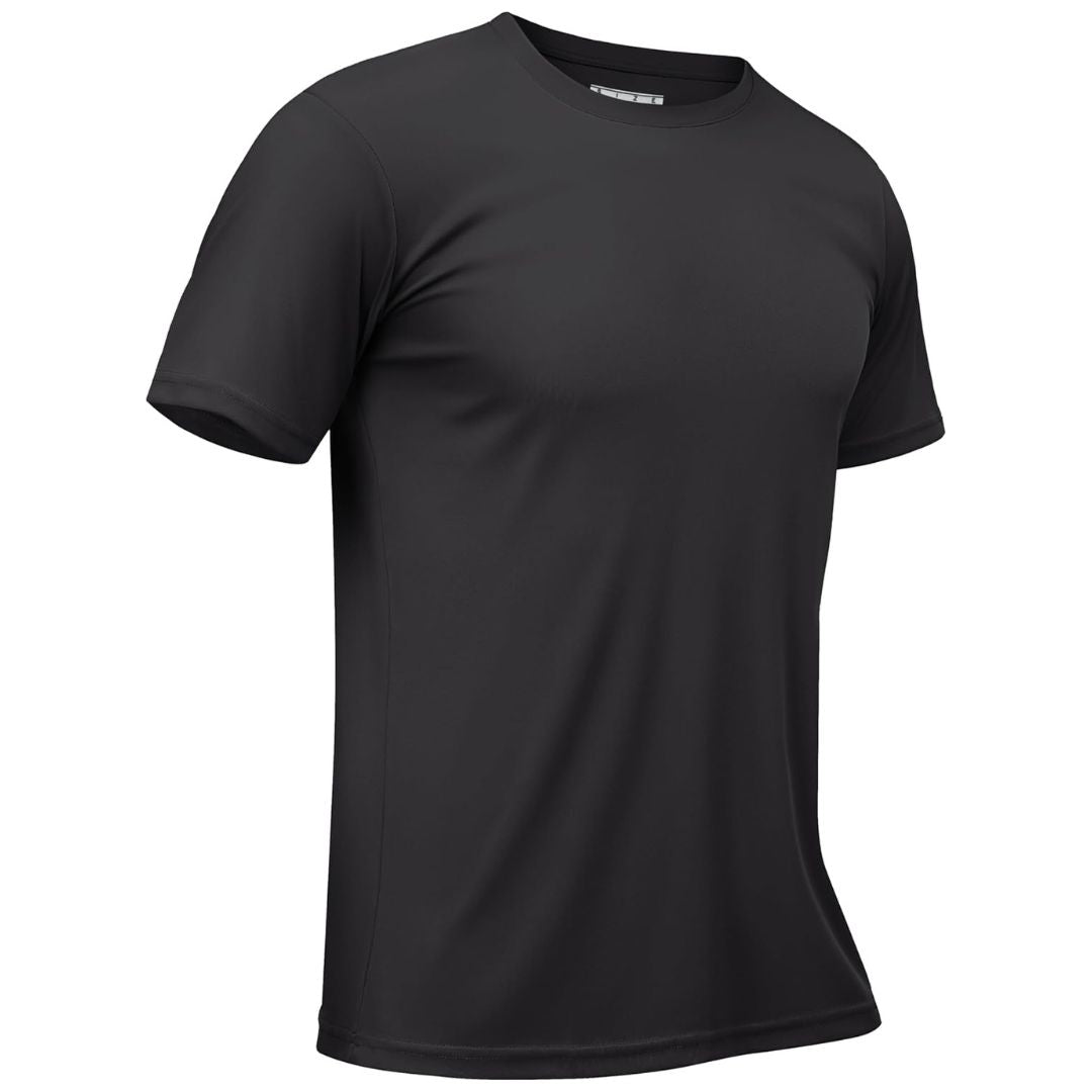 TACVASEN Black Men's Quick - Dry Sun Protection Rash Guard T-Shirts