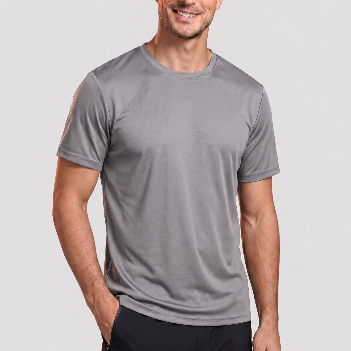 TACVASEN Light Grey Men's Quick - Dry Sun Protection Rash Guard T-Shirts