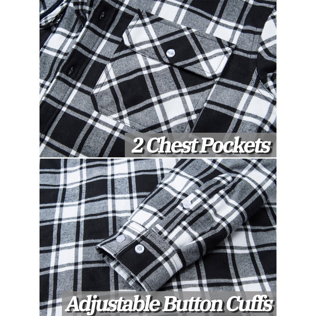 TACVASEN Blue Men's Quilted Plaid Flannel Detachable Hooded Jacket