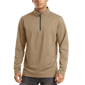 TACVASEN Khaki Men's Quarter Zip Thermal Fleece Lined Pullover Sweatshirt