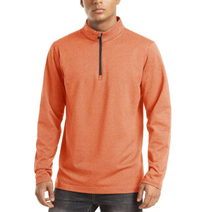 TACVASEN Orange Men's Quarter Zip Thermal Fleece Lined Pullover Sweatshirt