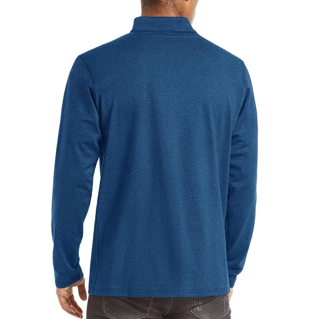 TACVASEN Medium Blue Men's Quarter Zip Thermal Fleece Lined Pullover Sweatshirt
