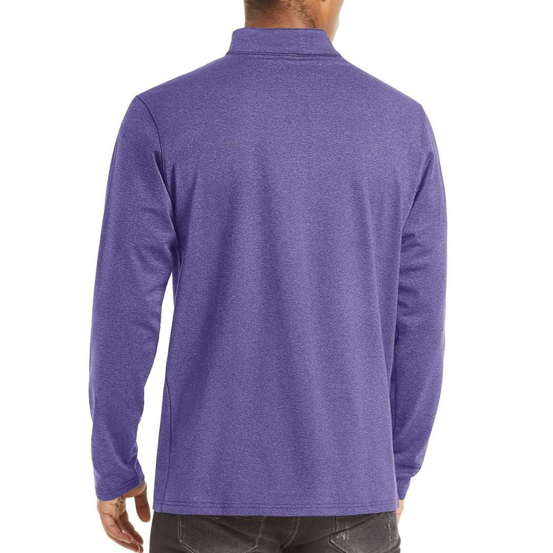 TACVASEN Purple Men's Quarter Zip Thermal Fleece Lined Pullover Sweatshirt