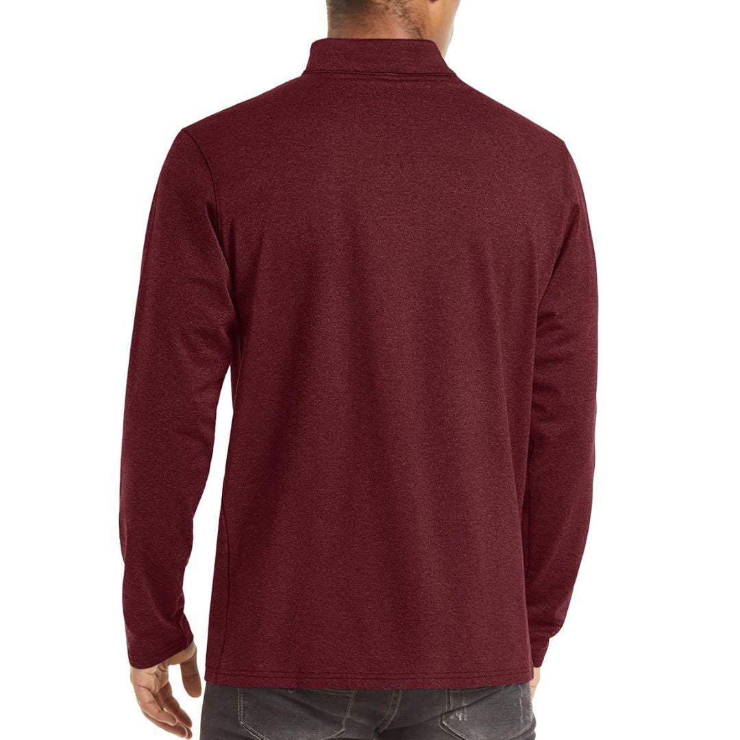 TACVASEN Wine Red Men's Quarter Zip Thermal Fleece Lined Pullover Sweatshirt