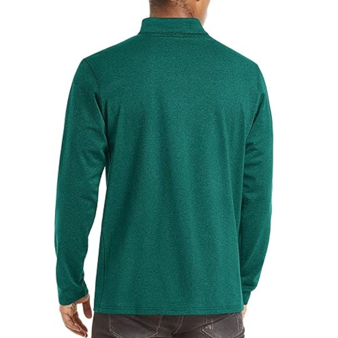 TACVASEN Dark Green Men's Quarter Zip Thermal Fleece Lined Pullover Sweatshirt