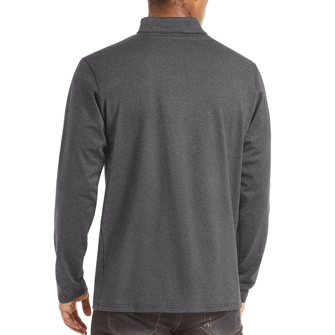 TACVASEN Dark Grey Men's Quarter Zip Thermal Fleece Lined Pullover Sweatshirt