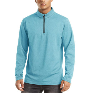 TACVASEN Lake Blue Men's Quarter Zip Thermal Fleece Lined Pullover Sweatshirt
