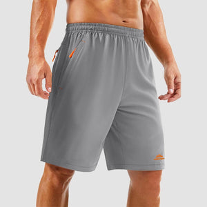 TACVASEN Light Grey Men's Running Workout Shorts Quick Dry with Pockets