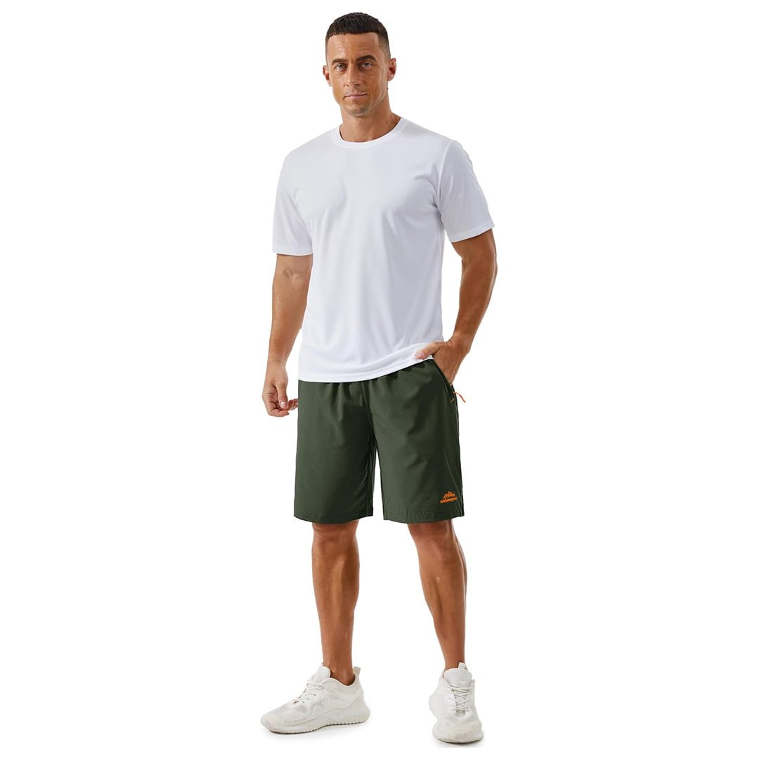 TACVASEN Army Green Men's Running Workout Shorts Quick Dry with Pockets