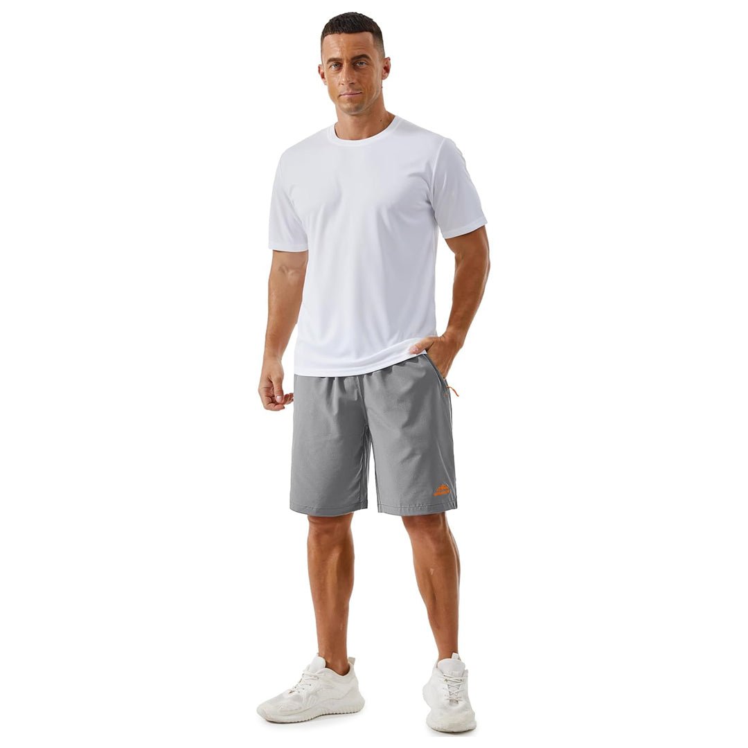 TACVASEN Light Grey Men's Running Workout Shorts Quick Dry with Pockets
