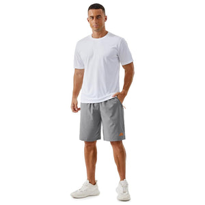 TACVASEN Light Grey Men's Running Workout Shorts Quick Dry with Pockets