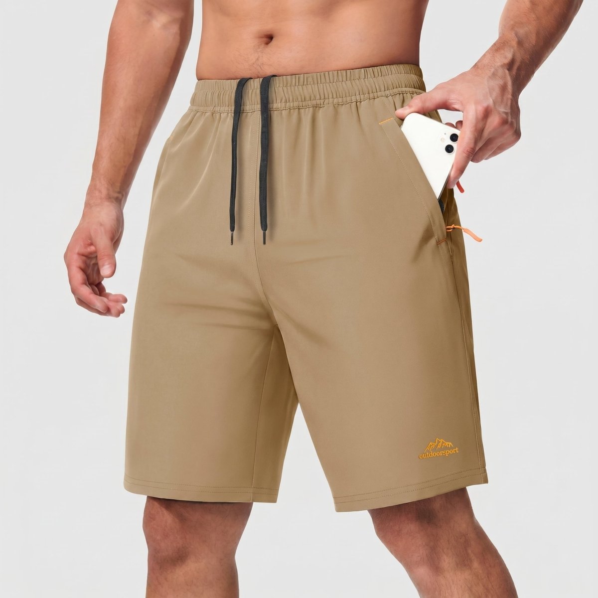 TACVASEN Khaki Men's Running Workout Shorts Quick Dry with Pockets